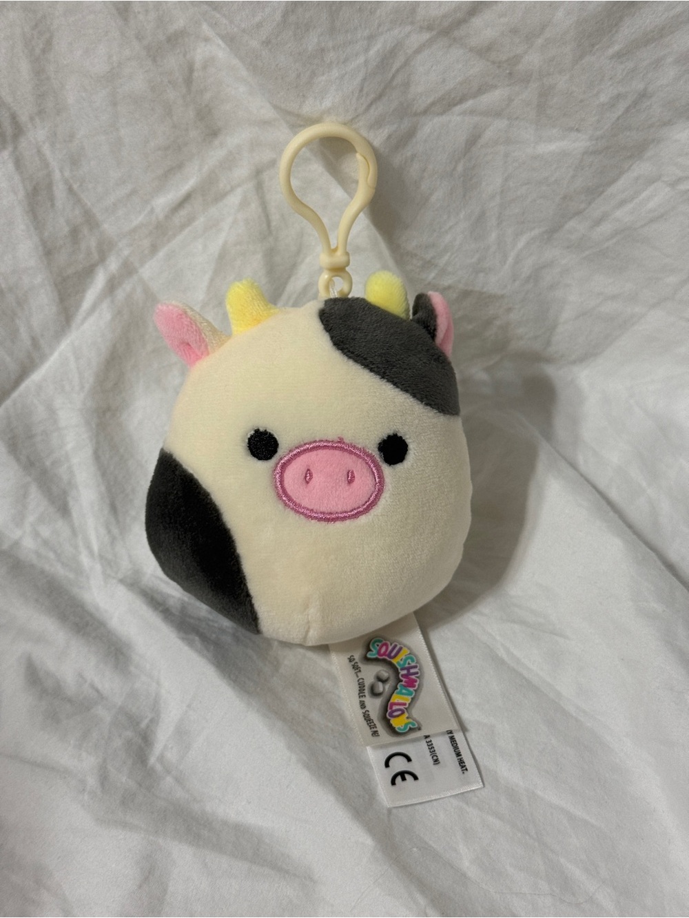 Squishmallows Plush Connor the Cow Stuffed Animal Keychain